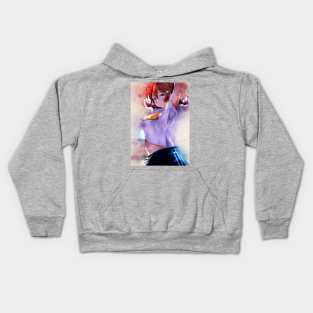 Emma Verde Anime Watercolor Kids Hoodie